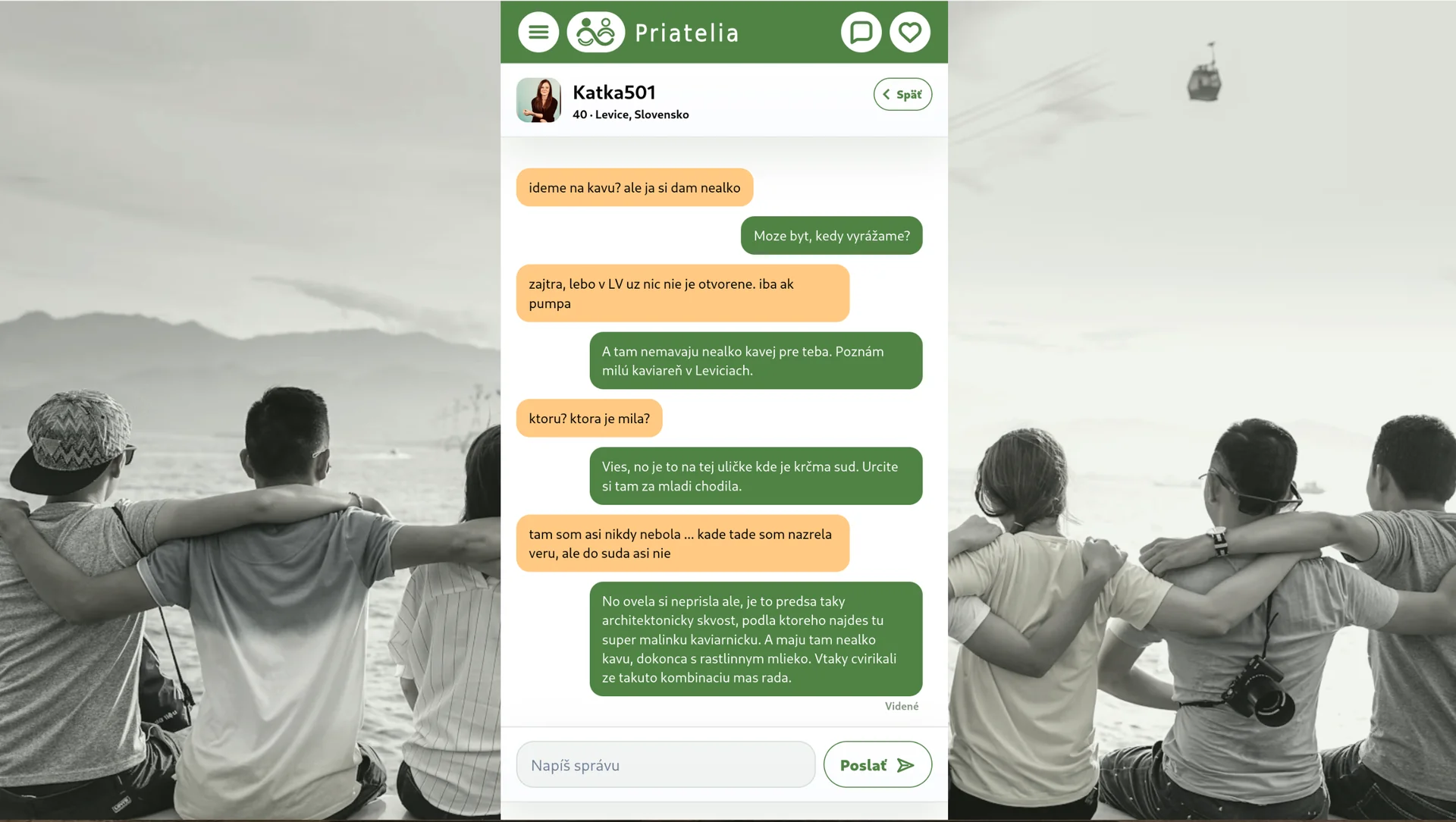 Chat po vzájomnom prepojení používateľov